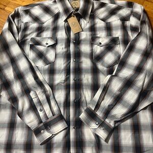 GC Blue 3XLT Men's Plaid Pearl Snap Button-Up Shirt